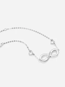 1個925純銀無限手鍊|無盡愛情象徵手鍊4級可調長度|女士精品珠寶,送給妻子女友媽媽的母親節禮物 - 銀色 - 查看 4