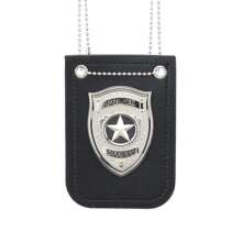 1pc New Style Police Badge With Leather Surface And Metal Clip, For Police Officer Cosplay Accessory - Silver - View 1