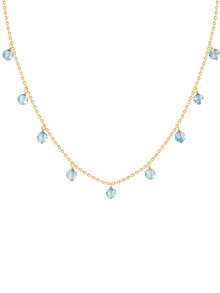 1 件女士夏夜繁星項鍊 - 天然淺藍色托帕石 925 鍍金銀鍊,優雅浪漫,適合送禮和日常佩戴