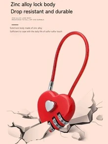 紅色心形密碼鎖,女性禮物,象徵愛和同步的心跳-適合背包、手提袋和行李箱