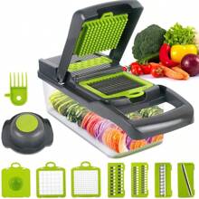 Multi Function Vegetable Chopper Onion Garlic Cutter Hand Held Food Chopper Kitchen Tool - Grey - View 7