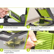 Multi Function Vegetable Chopper Onion Garlic Cutter Hand Held Food Chopper Kitchen Tool - Grey - View 9