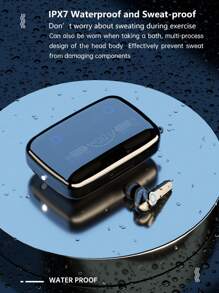 M19 TWS 无线耳机 5.1 无线 TWS 耳塞 运动迷你耳机 无线耳机 防噪音入耳式设计 LED 数字显示 语音控制 带麦克风无线耳机 - 黑色 - 查看 4