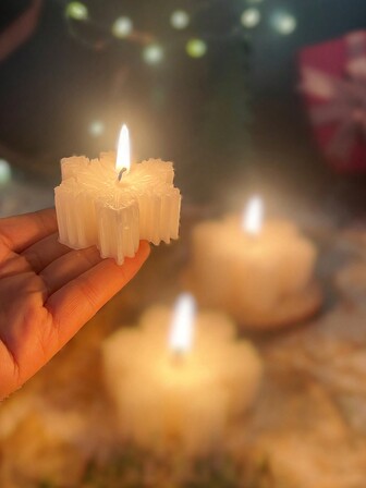 1 Caja De Vela Perfumada De Soja Con Forma De Copo De Nieve Blanco De Navidad, Sin Humo, Saludable, Gran Decoración Para La Atmósfera De Navidad, Regalo Perfecto Para Familia, Amigos, Novia, Novio, Con Fragancia, Adorno Festivo, Decoración De Ambiente