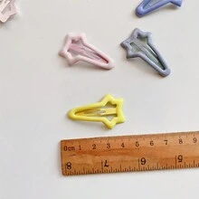 10入組可愛卡通糖果色甜心星形長方形髮夾,可裝飾髮型,適合女孩節日禮物