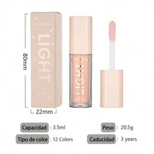 Líquido espejo hidratante, 12 colores disponibles, Bálsamo labial hidratante nacarado, Bálsamo labial brillo de labios Aceite labial brillo de labios - 10 - Ver 11