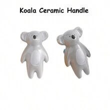 1pc Koala Shaped Ceramic Drawer & Door Knob - Light Grey - View 2