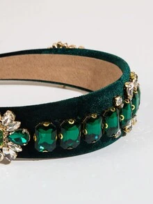 1入復古風格綠寶石裝飾寬發帶頭箍,適用於宴會 - 綠色 - 查看 5