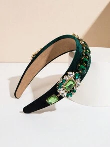 1入復古風格綠寶石裝飾寬發帶頭箍,適用於宴會 - 綠色 - 查看 4