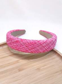 1 件女士毛毡布头带，带海绵垫，黑色，日常使用发饰 - 玫紅色 - 查看 2