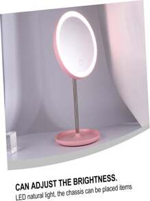 Led Storage Mirror Stand With 5x Magnifying Mirror - Pink - View 3