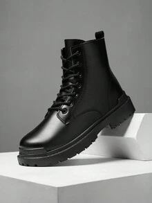 男士高幫PU皮革靴子時尚防水戶外休閒鞋