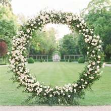 1pc Flower Garland Circle Balloon Arch For Birthday Party & Wedding Decoration (balloons Not Included) - White - View 5