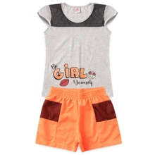 Conjunto Infantil Feminino Be Girl Yourself Verão Tam 4 ao 14 anos