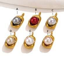 1入不鏽鋼吊墜個性化時尚豌豆形珍珠吊墜diy項鍊耳環珠寶配件