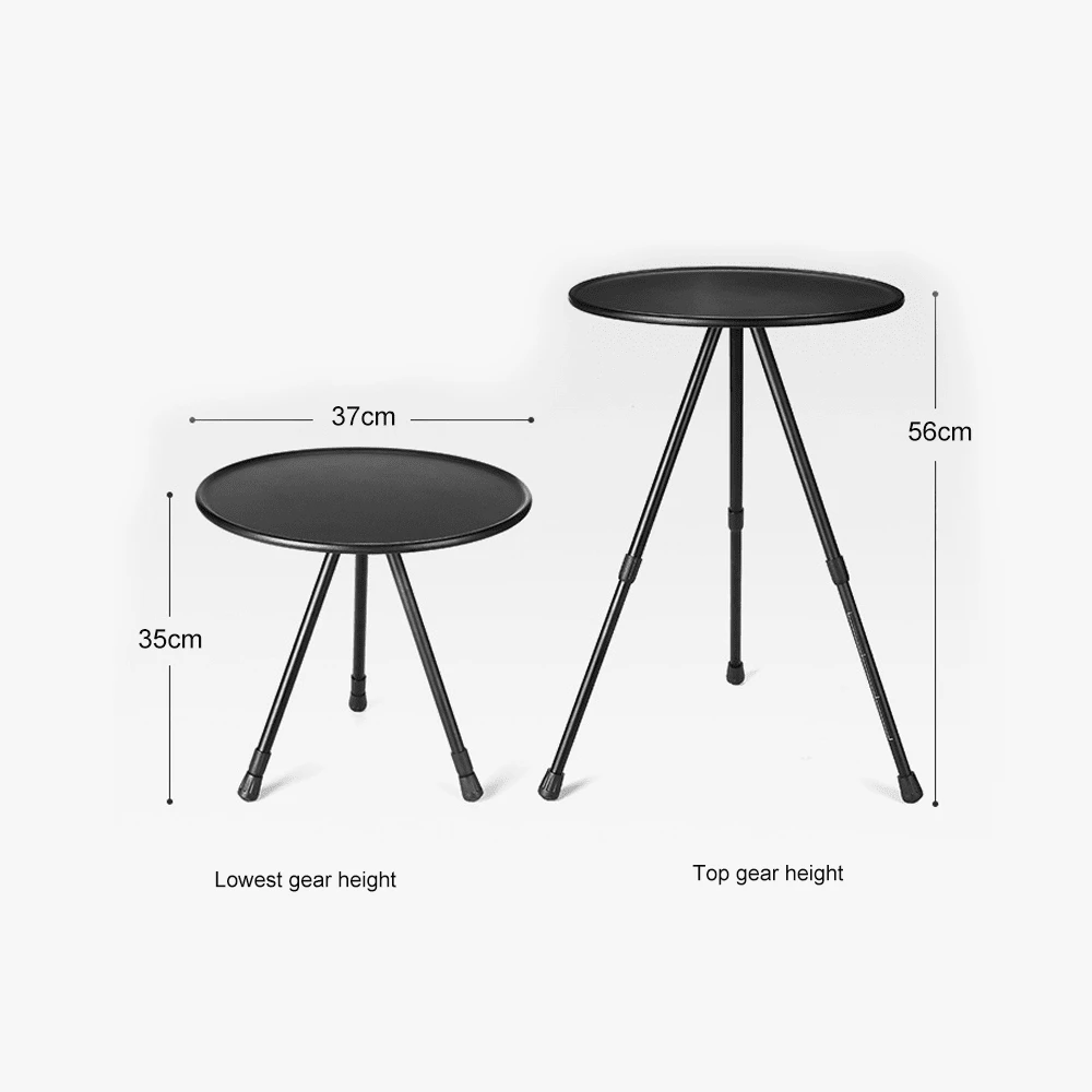 1只黑色簡易鋁合金折疊小型圓桌,適用於戶外活動,露營用可調節桌高,輕巧的咖啡桌 - 黑色 - 查看 1