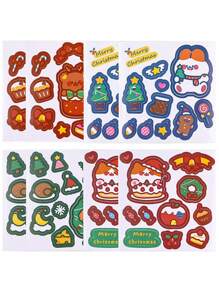 8入組卡通聖誕貼紙,聖誕快樂可愛裝飾貼紙,學生聖誕禮物