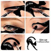 2pcs Eyeliner Pencil Stencils, Cute Cat Eye Makeup Stencil Cards, Matte Pvc Material Smokey Eye Shadow Applicator Guide Template Tool