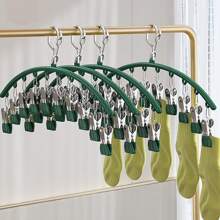 3入組/套不鏽鋼10個夾子衣架,有各種實色,適合晾晒襪子、內衣、毛巾和其他衣物,配備防滑垫和防風夾子,防止衣物受損和滑落,節省空間,易於進行家居晾乾和存儲 - 綠色 - 查看 8