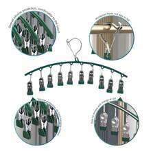 3入組/套不鏽鋼10個夾子衣架,有各種實色,適合晾晒襪子、內衣、毛巾和其他衣物,配備防滑垫和防風夾子,防止衣物受損和滑落,節省空間,易於進行家居晾乾和存儲 - 綠色 - 查看 9