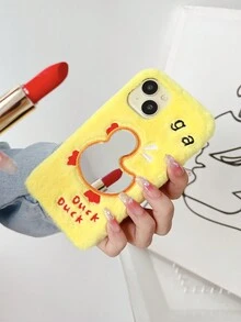 小毛絨鏡子蘇格蘭鴨造型,適用於三星/紅米/谷歌/蘋果智慧手機 - 黃色 - 查看 5