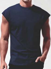 Casual Gym T-Shirt In 30-Thread Cotton Knit - Navy Blue - View 2