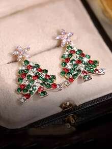 1 对，圣诞树耳钉，圣诞饰品，女士女孩珠宝，节日礼物，女朋友礼物，珠宝礼物，生日礼物，圣诞礼物，派对礼物 - 綠色 - 查看 5