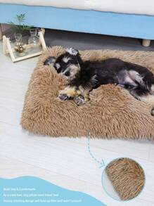 1PC Washable Plush Pet Crate Bed For Dog Anti-Slip Pet Mat Bed For Cat Fluffy Comfy Pet Sleeping Mat For Large, Medium, Small Dogs Breeds ,Please Arrange It By Hand Before Use, And It Is Recommended To Buy One Size Larger. - Camel - View 8
