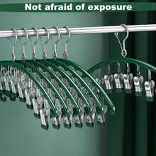 3入組/套不鏽鋼10個夾子衣架,有各種實色,適合晾晒襪子、內衣、毛巾和其他衣物,配備防滑垫和防風夾子,防止衣物受損和滑落,節省空間,易於進行家居晾乾和存儲 - 綠色 - 查看 3