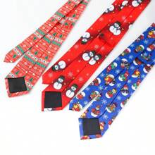 1件女士聖誕節黑底彩色字母手工打結領帶,適合聖誕派對 - 黑色 - 查看 5