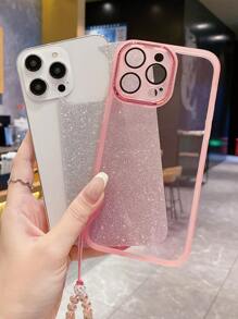 1 件透明粉紅色串珠手鍊和手機帶 + 銀色閃光卡貼 + 粉紅色護眼和相機護理手機殼兼容 Apple/samsung/xiaomi/redmi/oppo/vivo - 淺粉色 - 查看 1