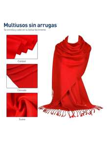 Bluelander Thick Winter Pashmina With Tassels, Windproof, And Fully Adjustable - Red - View 3
