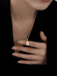 Nooxian 1 Miếng Của phụ nữ Tối giản Đá xanh Vòng cổ mặt dây chuyền Thích hợp Đối với Mặc hàng ngày - Vàng - Xem 1