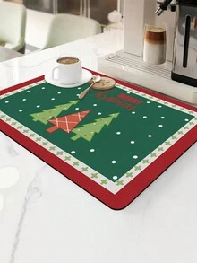 1 件聖誕咖啡吧墊,餐具乾燥墊,檯面吸水咖啡機墊隱藏污漬,適合濃縮咖啡機/咖啡壺/餐具架/廚房/聖誕裝飾聖誕裝飾,咖啡墊- 隱藏污漬吸水橡膠背襯廚房櫃檯快乾墊咖啡吧配件 咖啡機用餐具乾燥墊 咖啡機 咖啡壺 濃縮咖啡機 - 綠色 - 查看 3