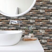 6pcs Peel And Stick Vinyl Splash Guard Wall Tiles Stickers For Living Room, Kitchen, Bathroom, Self-adhesive Ceramic Tile Sticker 30x15cm - Grey - View 8
