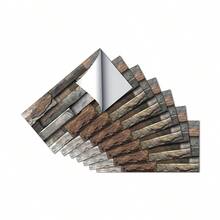 6pcs Peel And Stick Vinyl Splash Guard Wall Tiles Stickers For Living Room, Kitchen, Bathroom, Self-adhesive Ceramic Tile Sticker 30x15cm - Grey - View 3