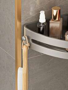 1 件塑料储物架，无需钻孔厨房、浴室卫生间壁挂式三角形储物架，厨房浴室整理和储物用品，浴室配件，厨房配件，整理用品