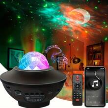 1入組星空投影夜燈,4合1星空投影燈帶附帶usb,遙控器,音樂播放器,計時器功能,可調節的彩色投影燈,適用於臥室,派對,聖誕節禮物,感恩節 - 黑色 - 查看 5