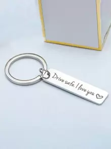 1个/2个“我爱你”创意钥匙扣，刻字钥匙圈，情人节送给老公/男友的礼物，汽车配件，包包挂饰，校园风，可爱哥特风，Y2K风 - 銀色 - 查看 1
