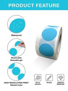 500pcs Blue 0.75 Inch Round Color-Coding Labels, Garage Stickers, Yard Price Stickers, Permanent Adhesive Circle Dot Stickers, Easy Write With Perforation - Blue - View 3