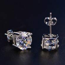1 paire de boucles d'oreilles rondes simples et élégantes avec strass, convient pour les femmes, les festivals, les banquets, les fêtes, les cadeaux de mariage
