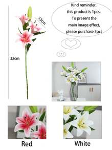 1朵人造粉色百合花,真實的觸感,適用於婚禮/派對/復活節/耶誕節的家庭/酒店花卉裝飾 - 粉色 - 查看 2