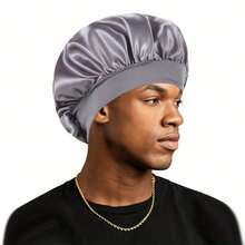 1入男士緞面彈性圓帽,兼具美髮護髮帽和沐浴帽雙重功能 - 灰色 - 查看 12