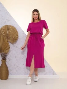 Women Two-piece Outfits - 玫瑰紅 - 查看 1