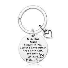 1pc Unisex 'to My Best Friend' Stainless Steel Keyring For Friendship - Silver - View 2