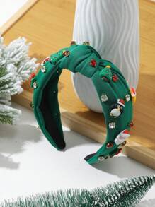 1個時尚的耶誕裝扭結頭帶,適用於女性節日派對 - 綠色 - 查看 1