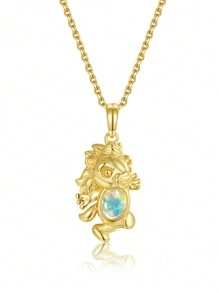 1入澳洲蛋白石鑲嵌手工原創設計吉祥十二生肖s925銀材質女童適用日常佩戴 - 金黃色 - 查看 6