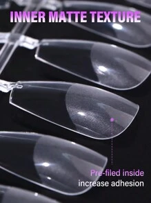 120 件/袋 透明無痕按壓半/全罩磨砂短芭蕾/加長人造指甲,易於佩戴 - 無色 - 查看 4