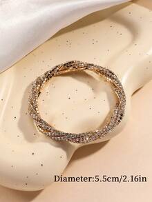 1pc Multilayer Crossed Rhinestone Decor Bracelet For Women, Sparkling And All-match - Yellow Gold - View 3