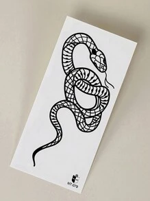 1pc Black Serpent & Mesh Pattern Temporary Tattoo Sticker For Arm, Wrist & Body - Black - View 4